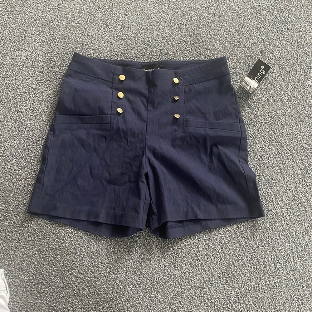 Navy Dress Shorts with Gold Buttons